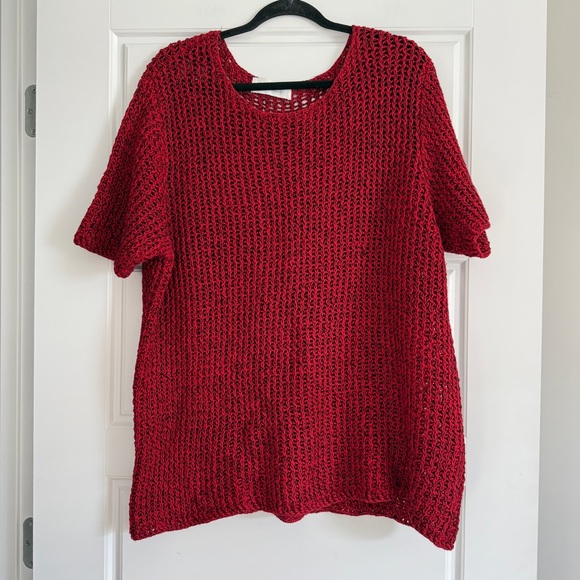 Liz Claiborne Tops - Elisabeth by Liz Claiborne Red Knit Short Sleeve Sweater